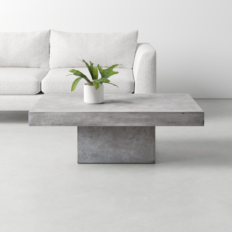 Una Dark Gray Concrete Rectangular Coffee Table