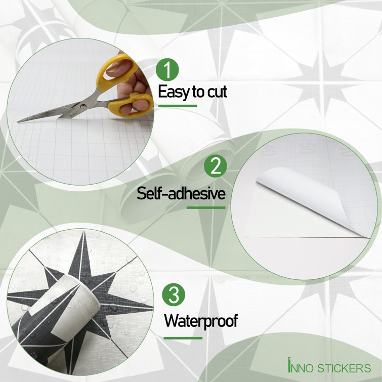 Black and White Vinyl Star Pattern Peel and Stick Wallpaper
