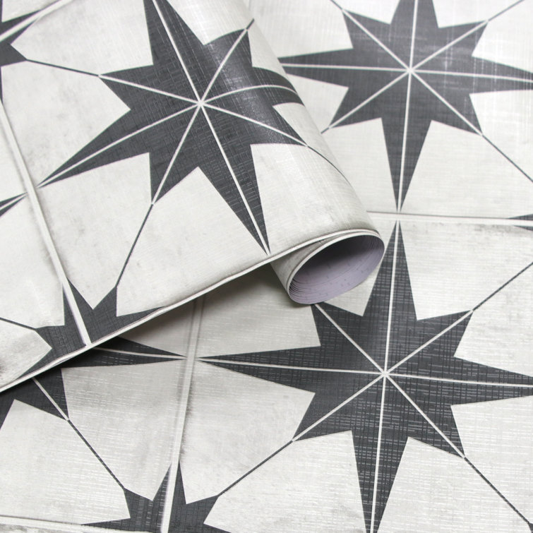 Black and White Vinyl Star Pattern Peel and Stick Wallpaper