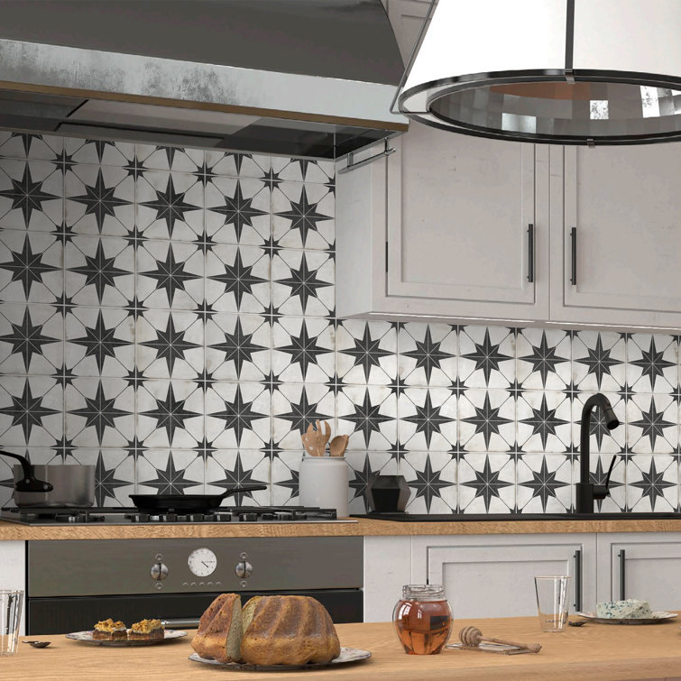 Black and White Vinyl Star Pattern Peel and Stick Wallpaper