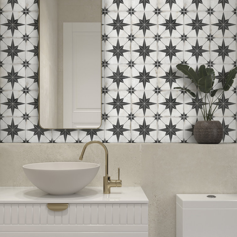 Black and White Vinyl Star Pattern Peel and Stick Wallpaper