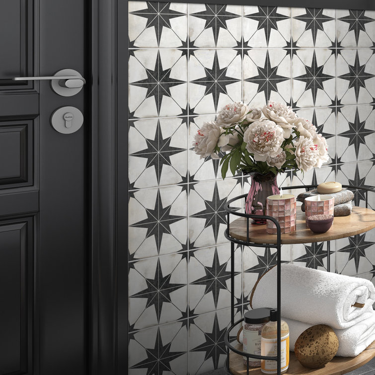 Black and White Vinyl Star Pattern Peel and Stick Wallpaper