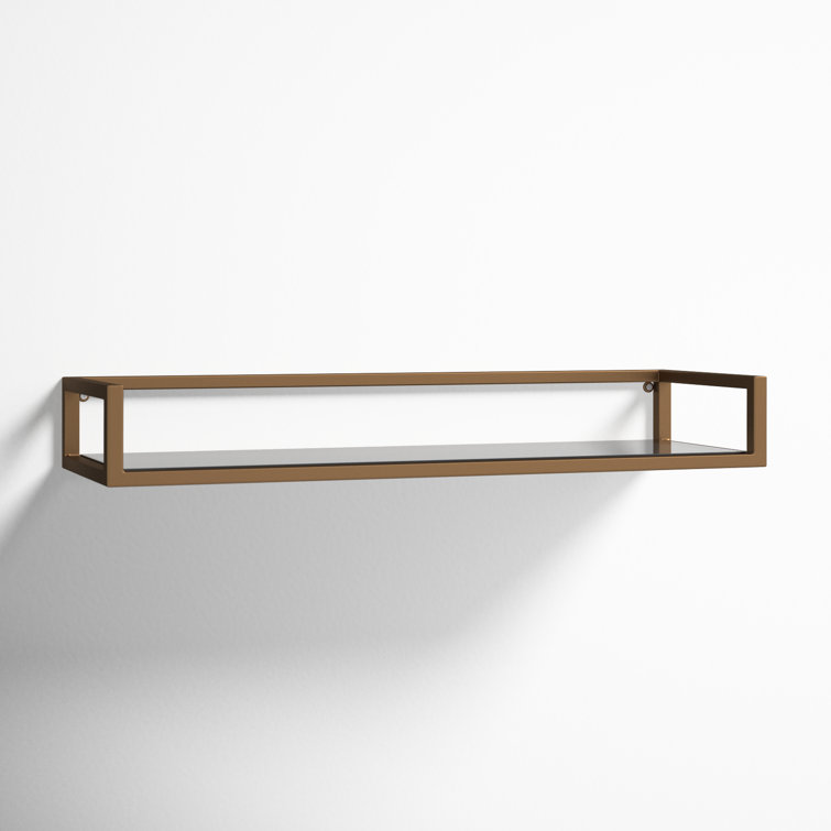 Elegant Gold and Black Glass Wall Display Shelf - 26.4" x 10.9"