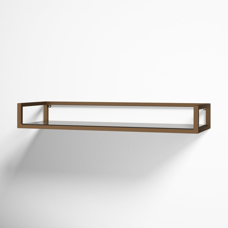 Elegant Gold and Black Glass Wall Display Shelf - 26.4" x 10.9"