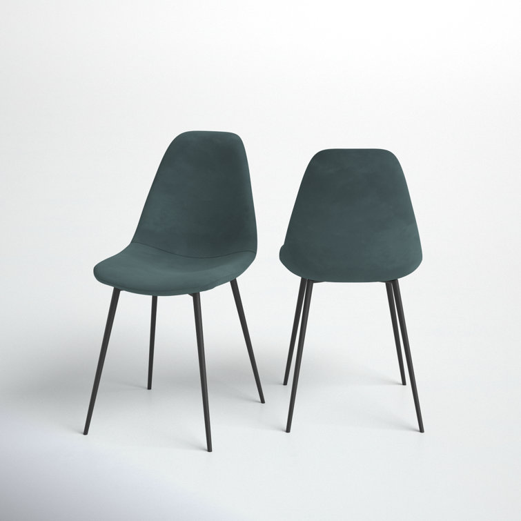 Bella Ocean Velvet High Back Side Chairs with Metal Legs, Set of 2