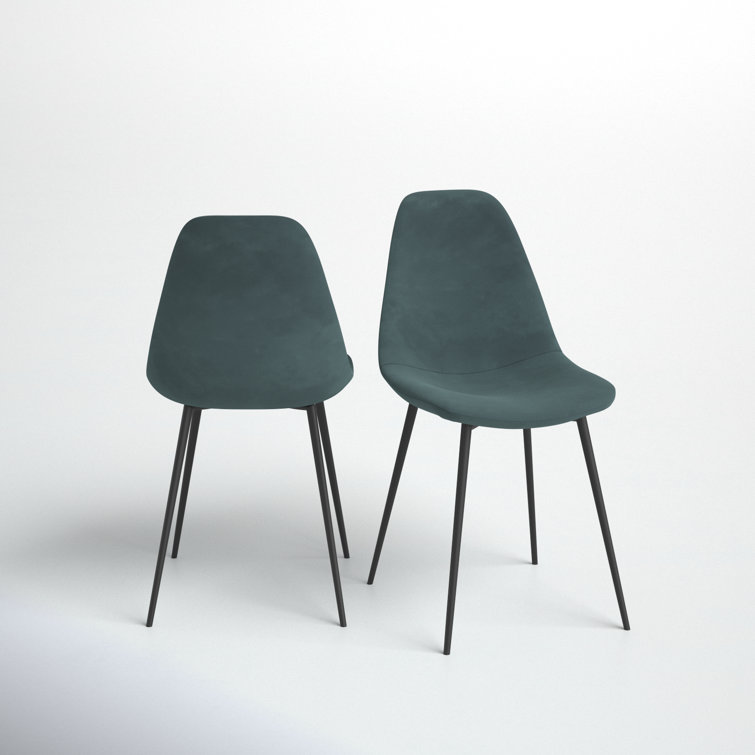 Bella Ocean Velvet High Back Side Chairs with Metal Legs, Set of 2