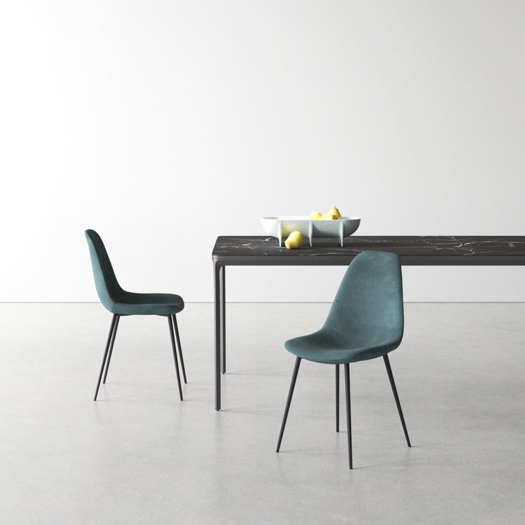 Bella Ocean Velvet High Back Side Chairs with Metal Legs, Set of 2