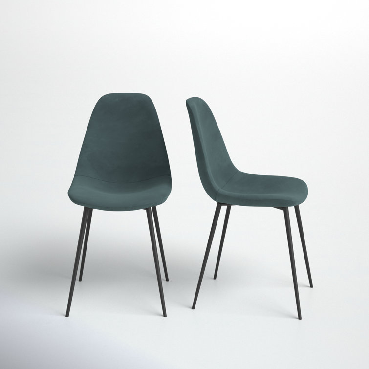 Bella Ocean Velvet High Back Side Chairs with Metal Legs, Set of 2