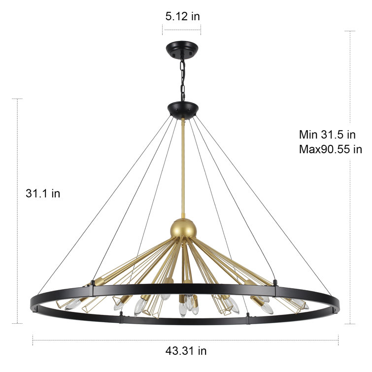 Kinzah 12 - Light Dimmable Wagon Wheel Chandelier