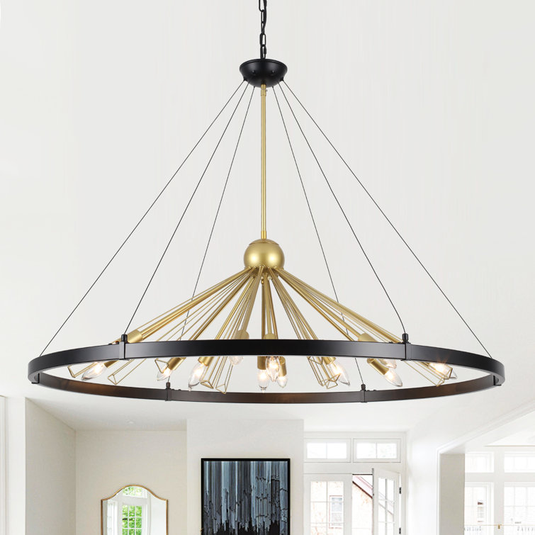 Kinzah 12 - Light Dimmable Wagon Wheel Chandelier