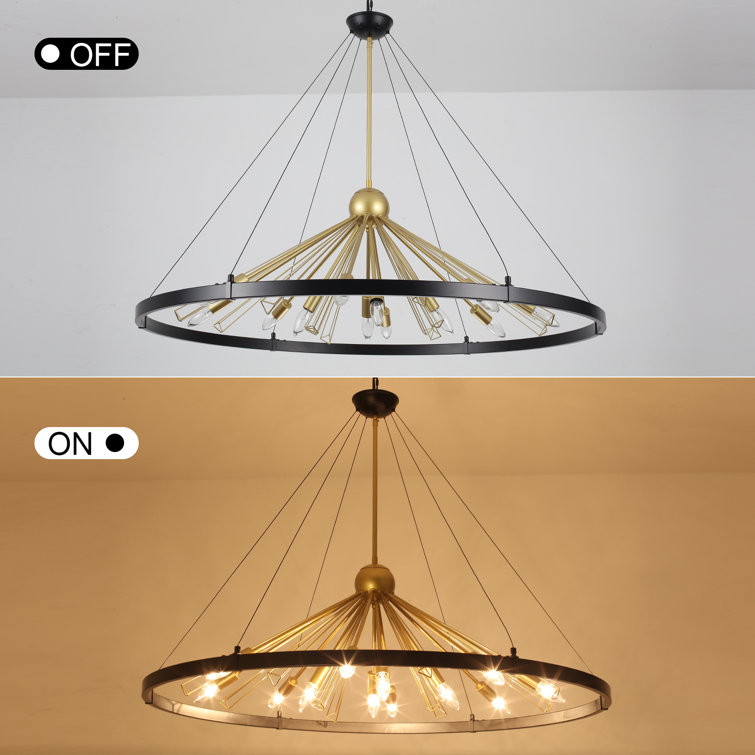 Kinzah 12 - Light Dimmable Wagon Wheel Chandelier
