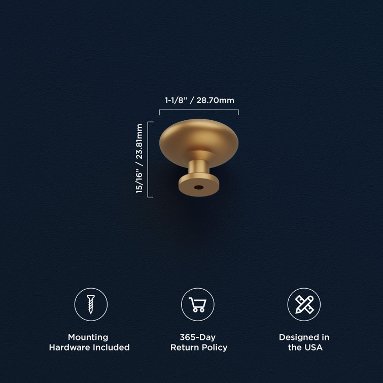 Brushed Brass Round Cabinet Knobs with Mounting Hardware
