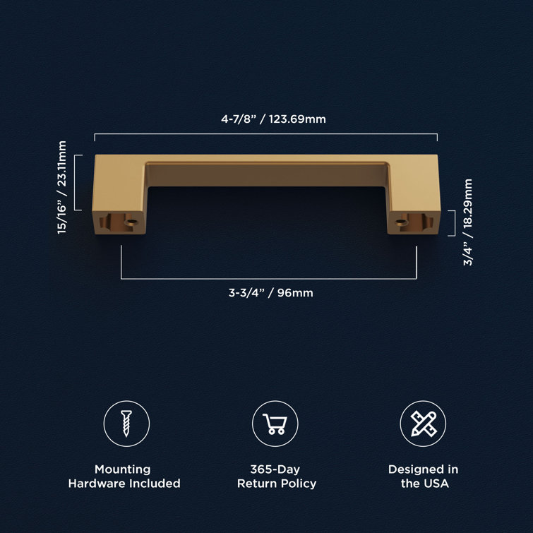 Brushed Brass Modern Bar Cabinet Pulls with Mounting Hardware