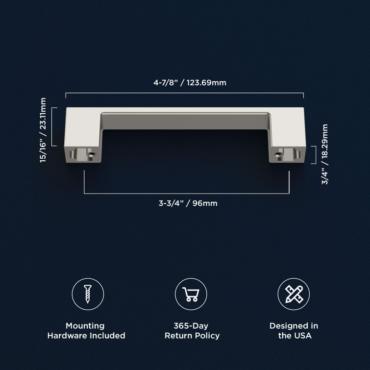 Satin Nickel 3 3/4" Square Cabinet Drawer Pulls