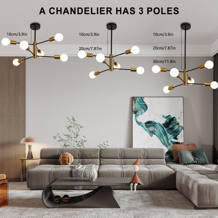 Black and Gold 6-Light Sputnik Chandelier