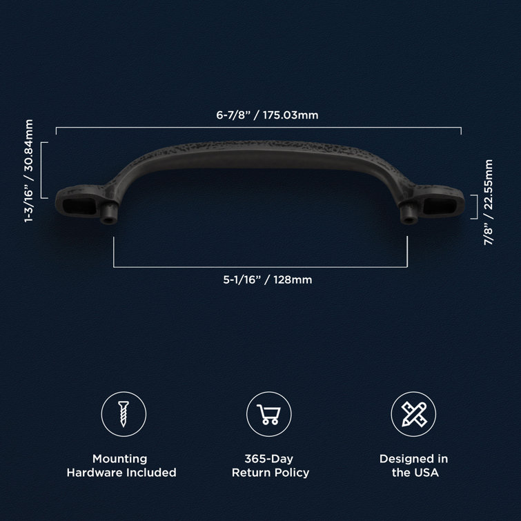 Matte Black Iron Rustic Cabinet Bar Pulls with Mounting Hardware