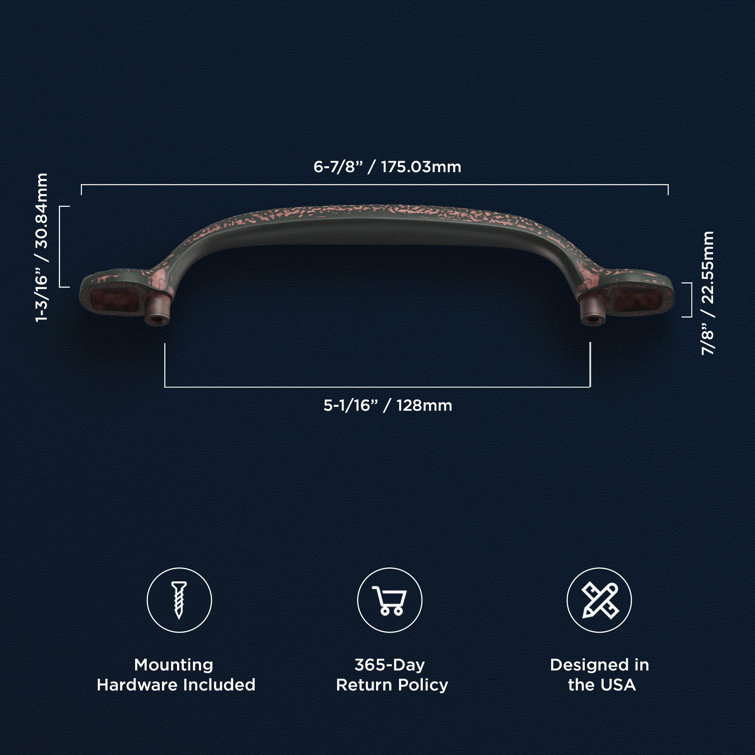 Rustic Iron 7-Inch Matte Cabinet Bar Handle with Mounting Hardware