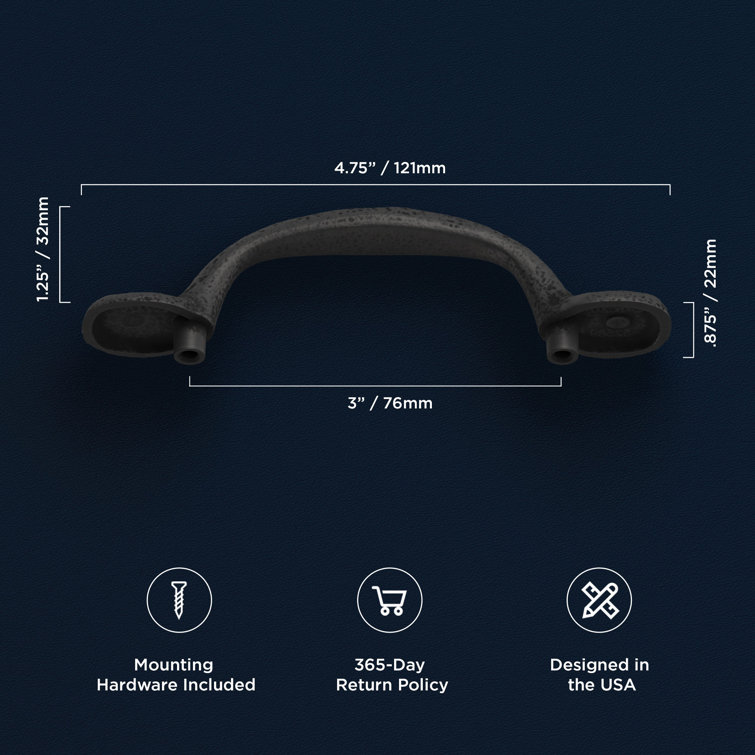 Refined Black Iron Rustic Cabinet Pulls with Mounting Hardware