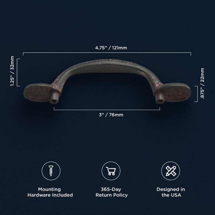 Rustic Iron 12" Matte Black Appliance Pull Handle
