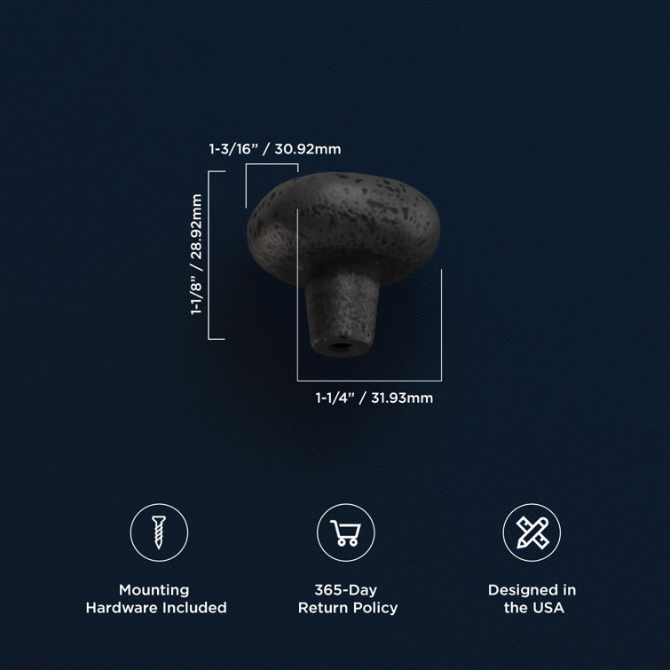 Matte Black Iron Round Cabinet Knob 10-Pack