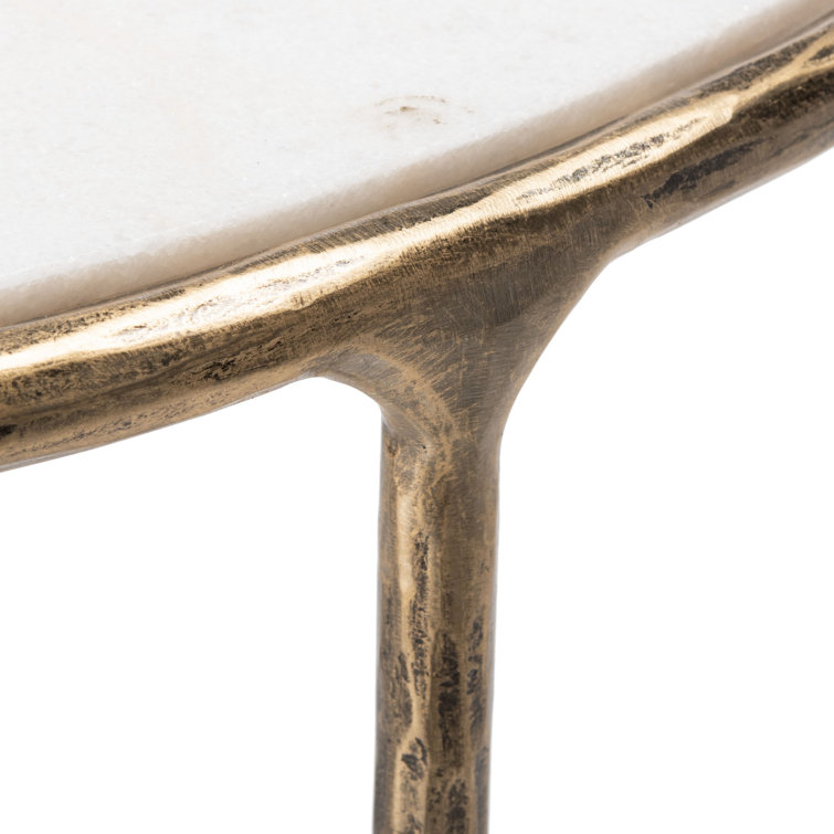 Aristocratic Airy Glamour 36'' Demilune Brass & White Marble Console Table