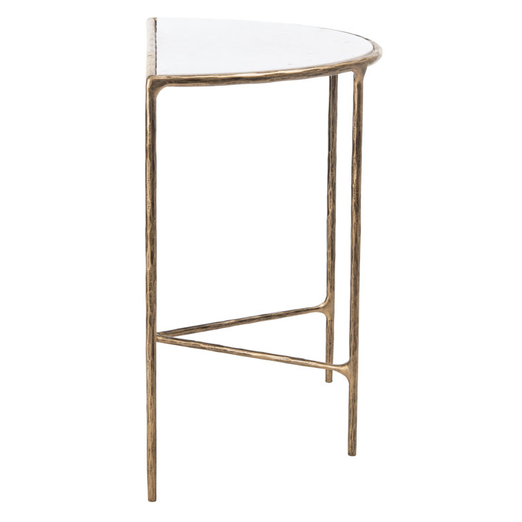 Aristocratic Airy Glamour 36'' Demilune Brass & White Marble Console Table