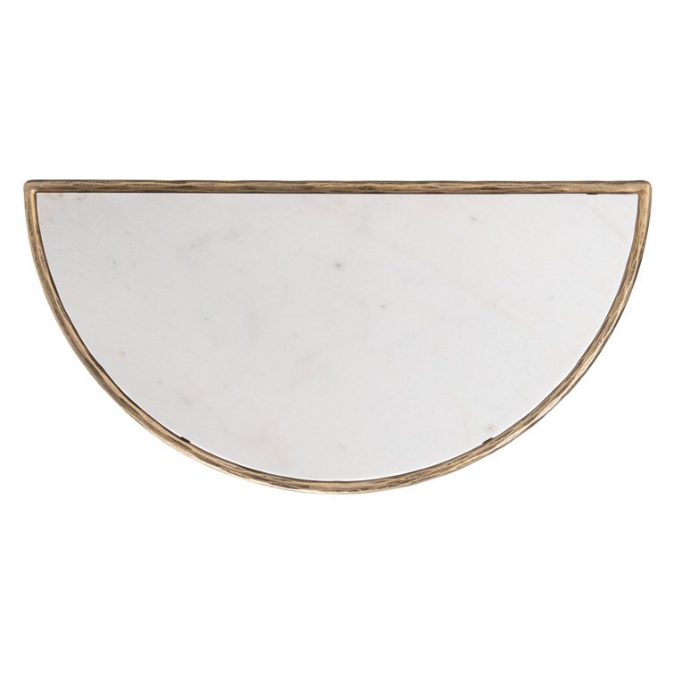Aristocratic Airy Glamour 36'' Demilune Brass & White Marble Console Table