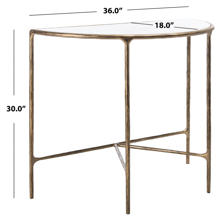 Aristocratic Airy Glamour 36'' Demilune Brass & White Marble Console Table