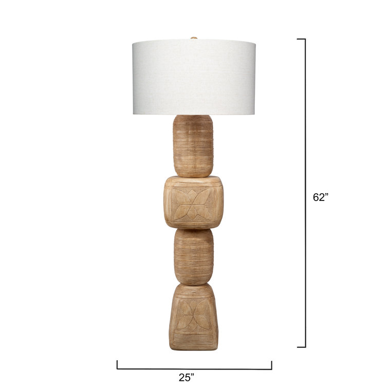 Natural Bleached Wood Floor Lamp with Linen Shade