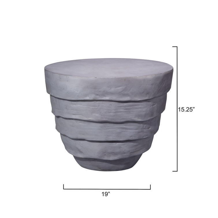 Steel Gray Round Fiberglass Outdoor Side Table