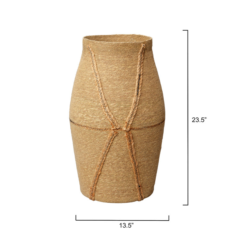 Handmade Beige Seagrass Circular Storage Basket