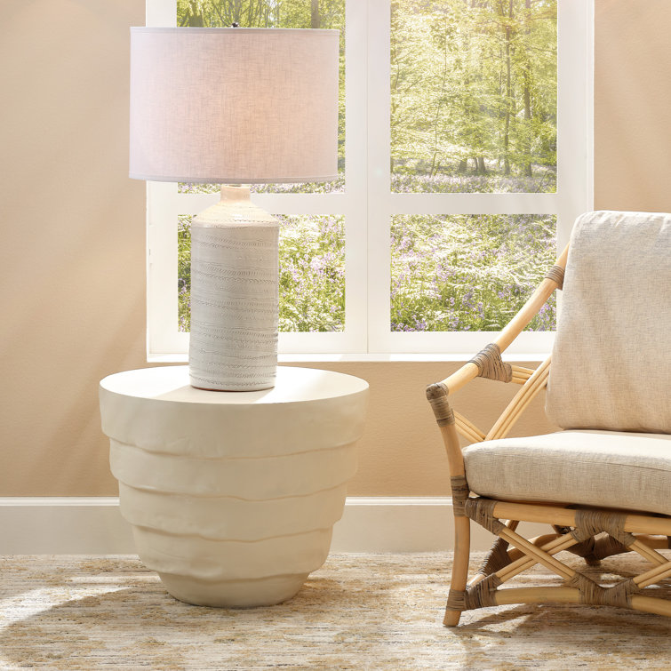 Steel Gray Round Fiberglass Outdoor Side Table