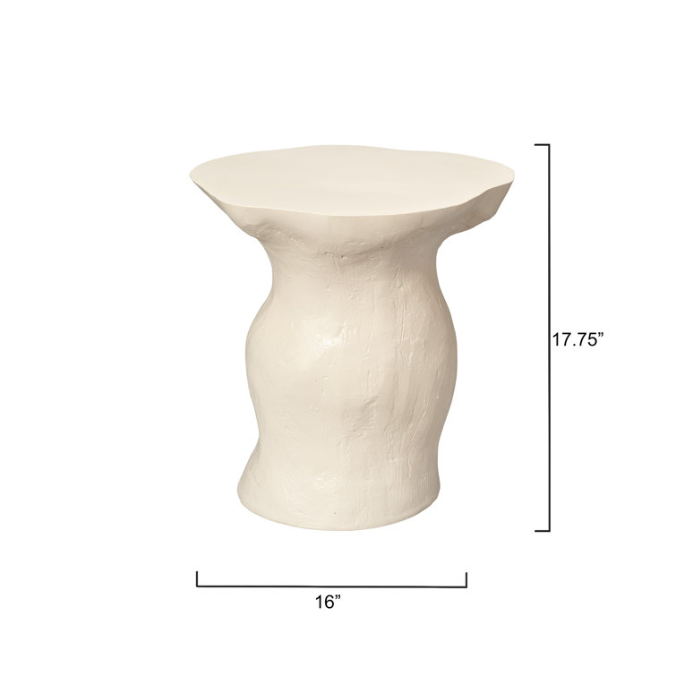 Off-White Round Metal and Glass Accent Table