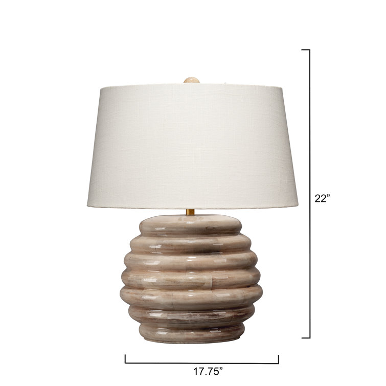 Natural Lacquered Wood Table Lamp with Linen Shade