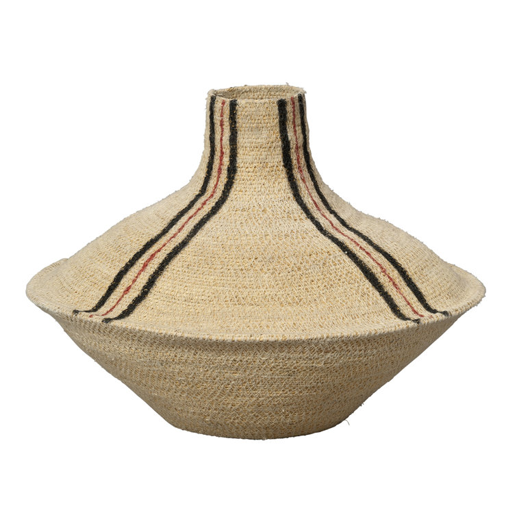 Handwoven Natural Seagrass Decorative Basket with Stripes