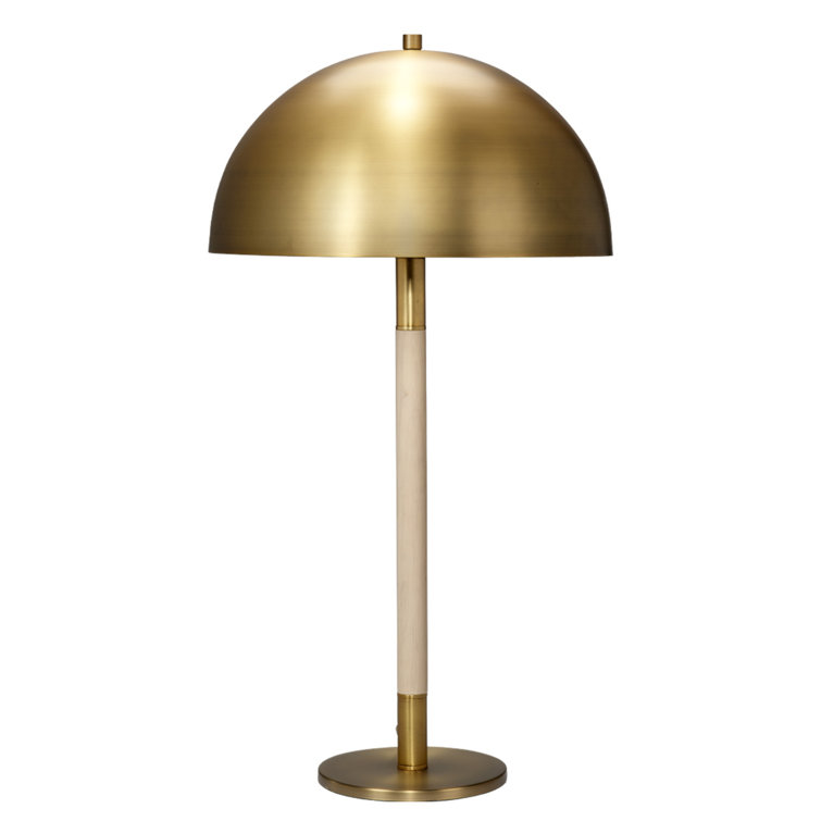 Natural Wood and Antique Brass Adjustable Table Lamp