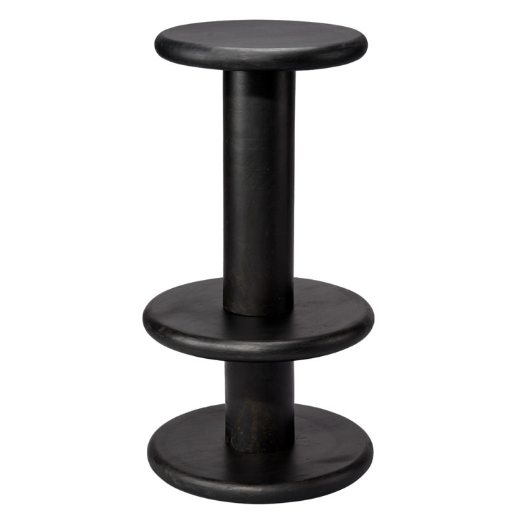 Black Mango Wood Hand-Carved Bar Stool
