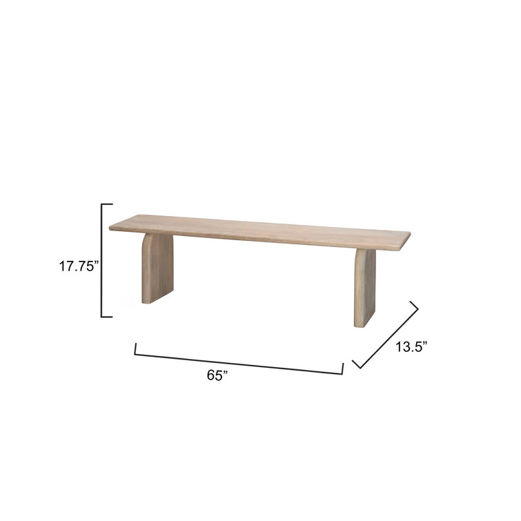 Light Bleach Mango Wood Minimalist Dining Bench
