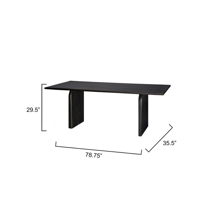 Black Mango Wood Rectangular Dining Table for Eight