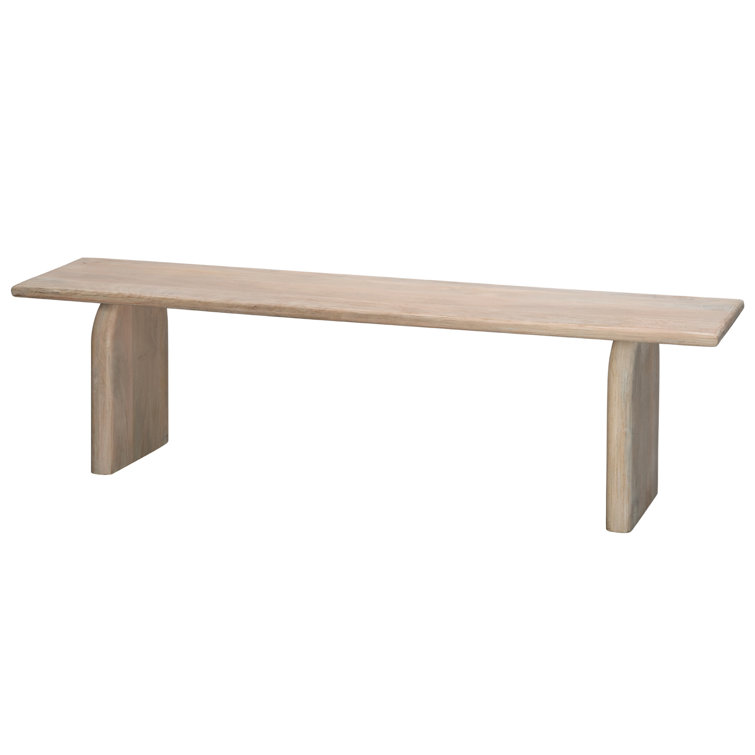 Light Bleach Mango Wood Minimalist Dining Bench