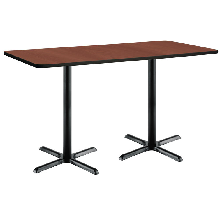 Mahogany and Black Bar Height Conference Table with Iron Base
