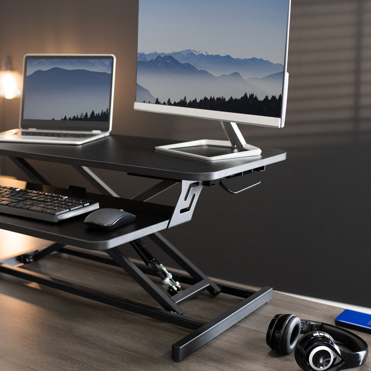 Black Adjustable 32'' Standing Desk Converter with Keyboard Tray