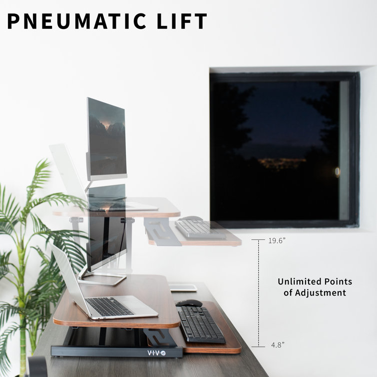 Adjustable 32" Dark Walnut & Black X-Frame Standing Desk Converter