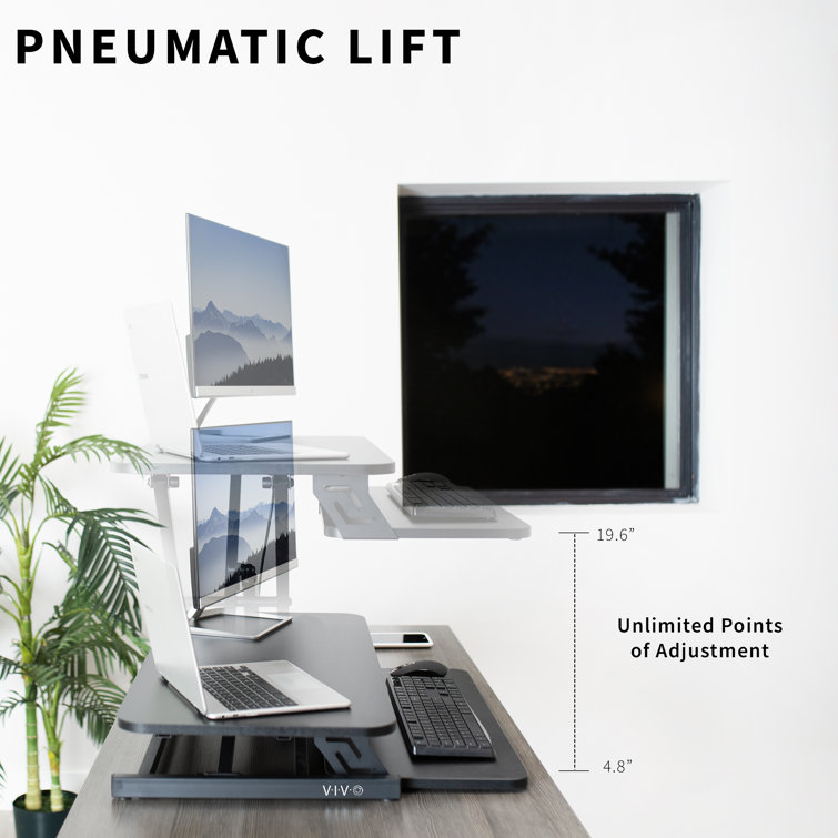 Black Adjustable 32'' Standing Desk Converter with Keyboard Tray
