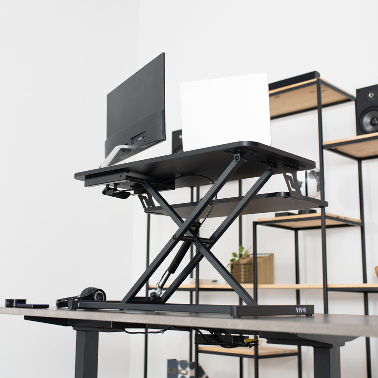 Black Adjustable 32'' Standing Desk Converter with Keyboard Tray