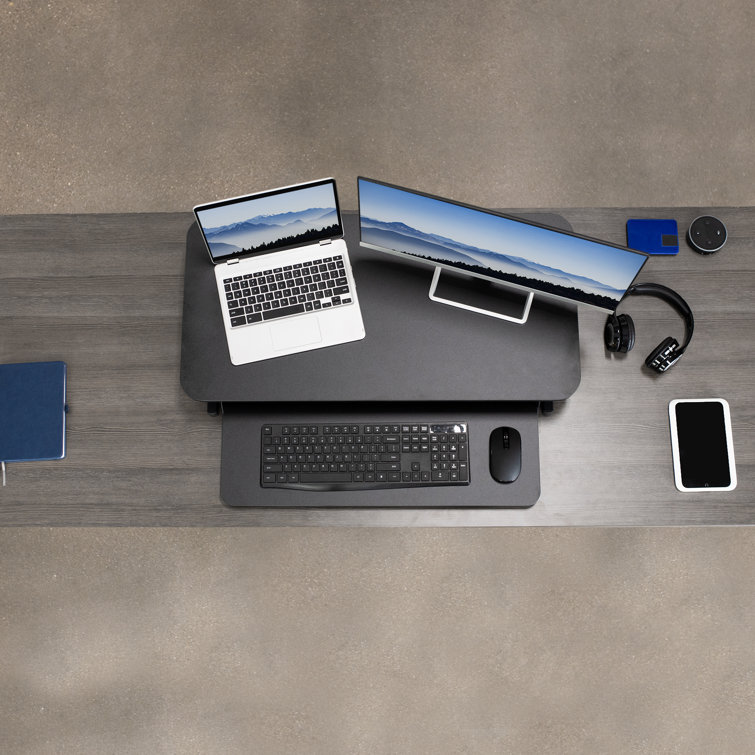 Black Adjustable 32'' Standing Desk Converter with Keyboard Tray