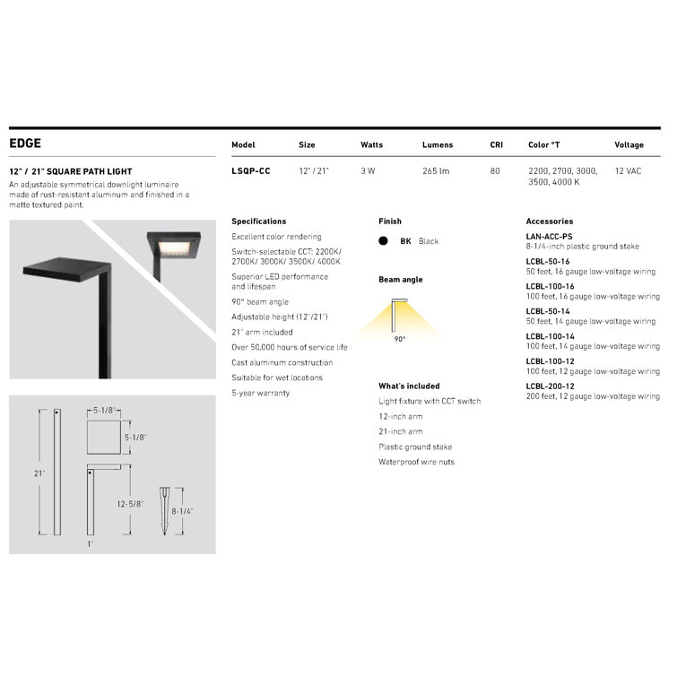 Black Aluminum Low Voltage LED Pathway Light
