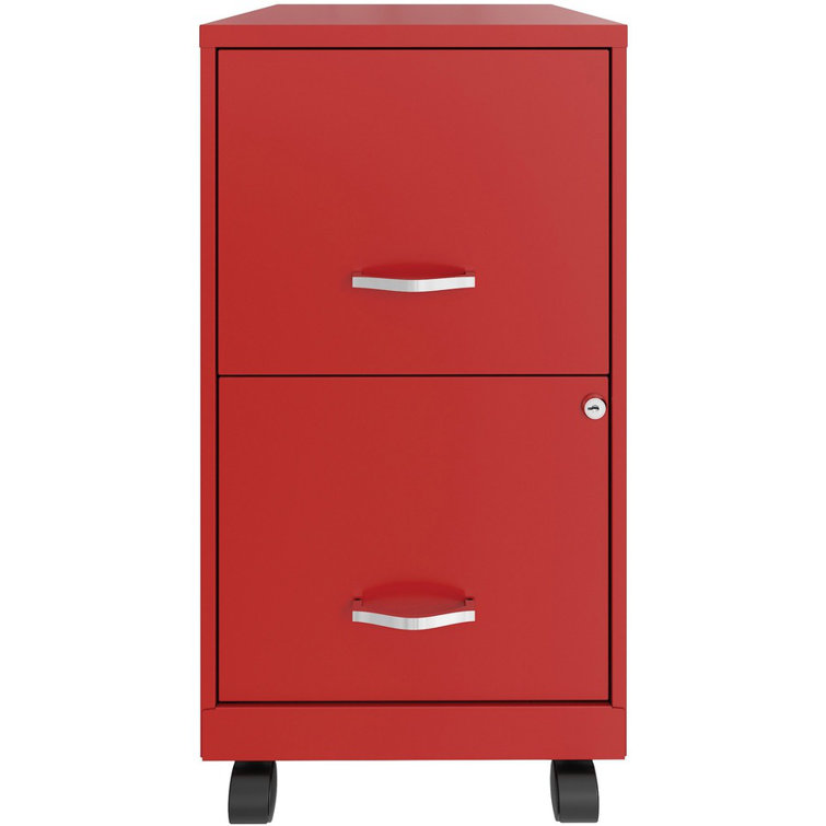 Soho Sleek Mobile File Cabinet with 2 Lockable Drawers, Red