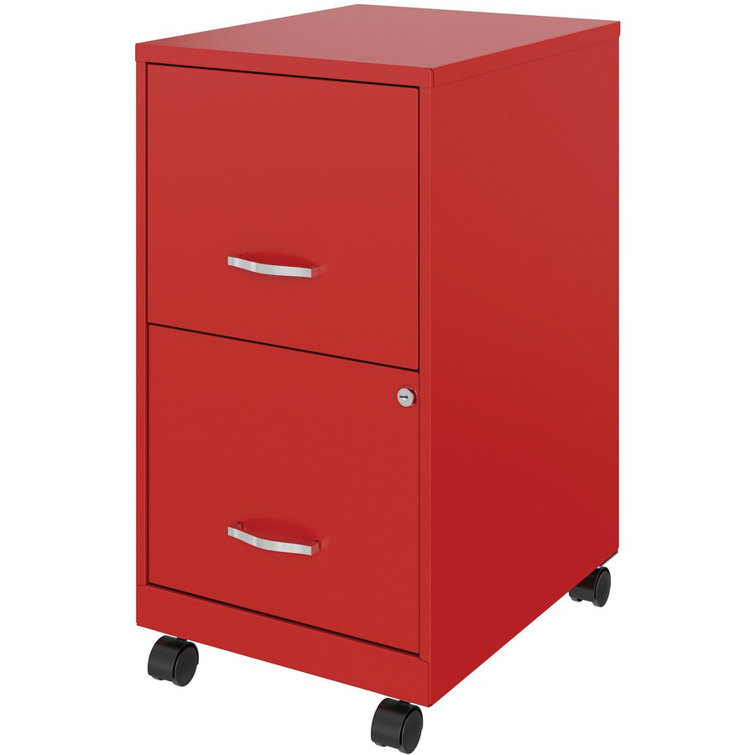 Soho Sleek Mobile File Cabinet with 2 Lockable Drawers, Red