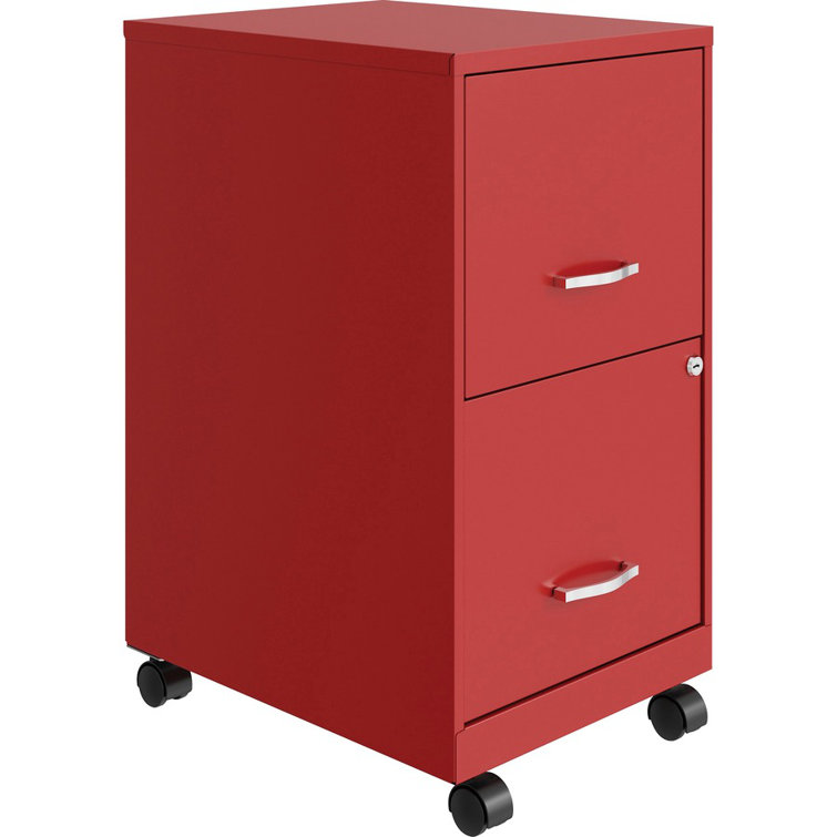 Soho Sleek Mobile File Cabinet with 2 Lockable Drawers, Red